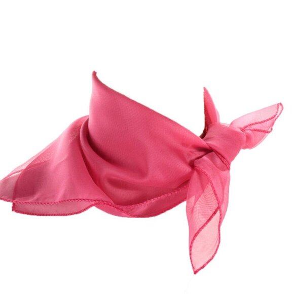 Rose Pink Sheer Chiffon Scarf 50s Style for Head Neck 21" Square - Hey Viv - Picture 5 of 6